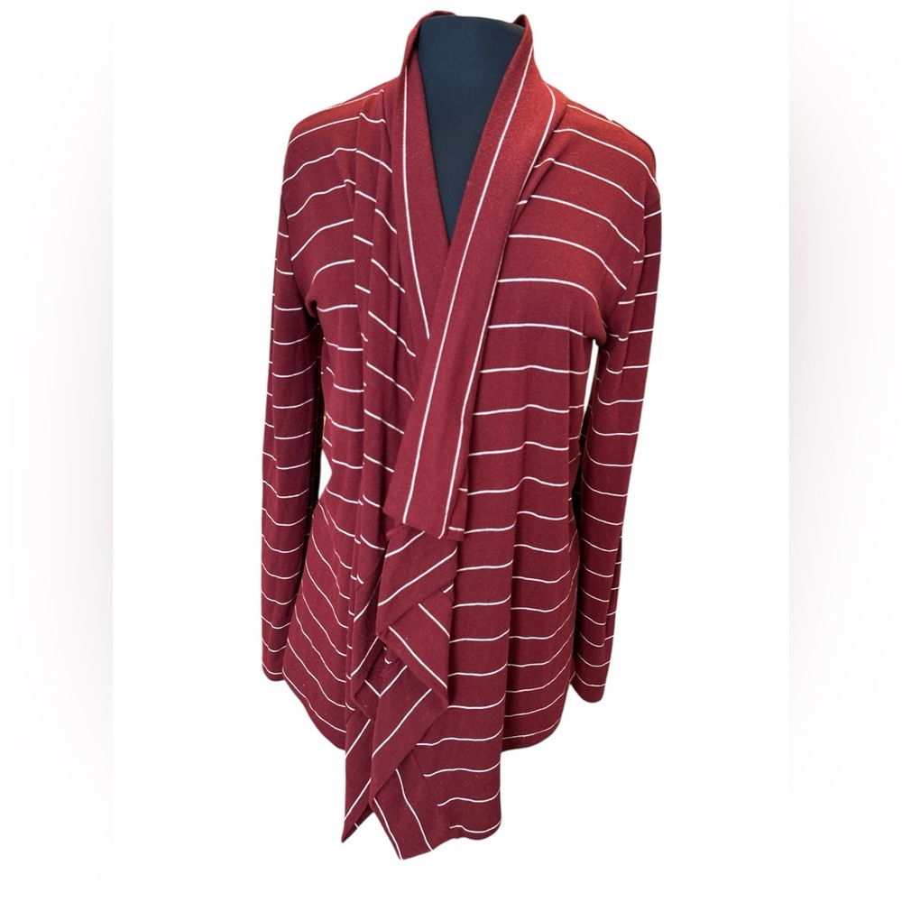 NWT Style Rack Women's Burgundy Stripe Open Front Cardigan Sweater Size …